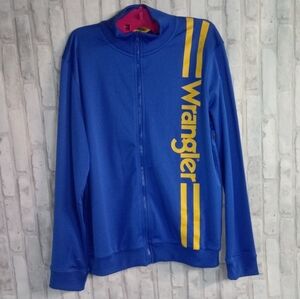 Men's size Large Wrangler blue and yellow long sleeve zip up shirt / jac…